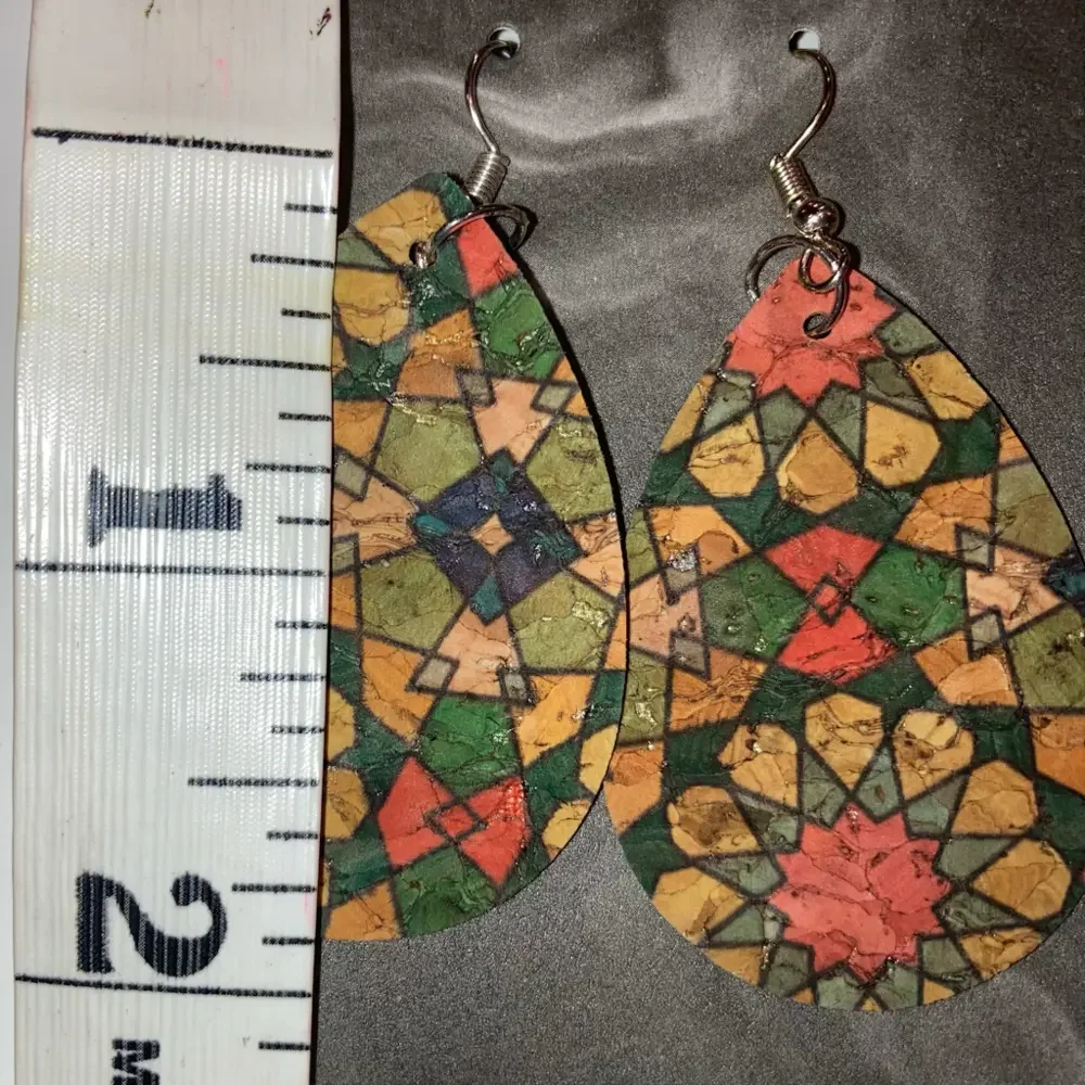 SALE!! Handmade Double Sided Cork Earrings - Picture 5 of 7